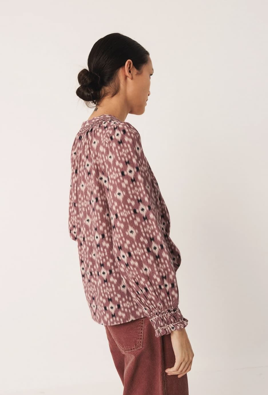 Camisa Indi & Cold estampado Ikat MC141malva - Imagen 5