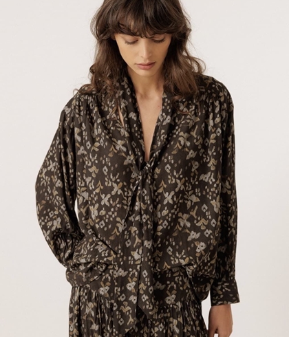 CAMISA IndI & Cold KI123 Oversize pañuelo, negro crudo negro - Imagen 1