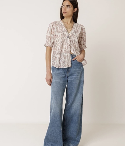 Camisa Indi & Cold  KI132 MICRO VOLANTES cruda magentas - Imagen 1