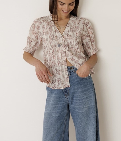 Camisa Indi & Cold  KI132 MICRO VOLANTES cruda magentas - Imagen 2