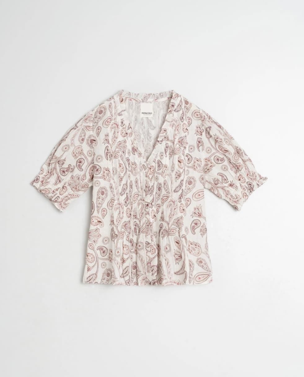 Camisa Indi & Cold  KI132 MICRO VOLANTES cruda magentas - Imagen 4