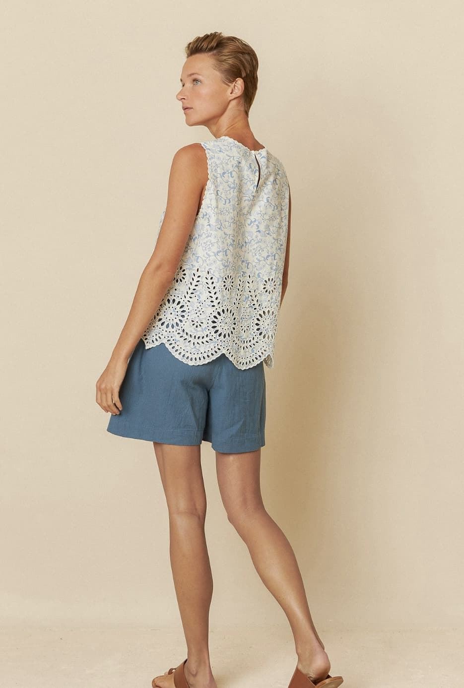 Camisa Indi & Cold MC196 Popelin bordado azules - Imagen 3