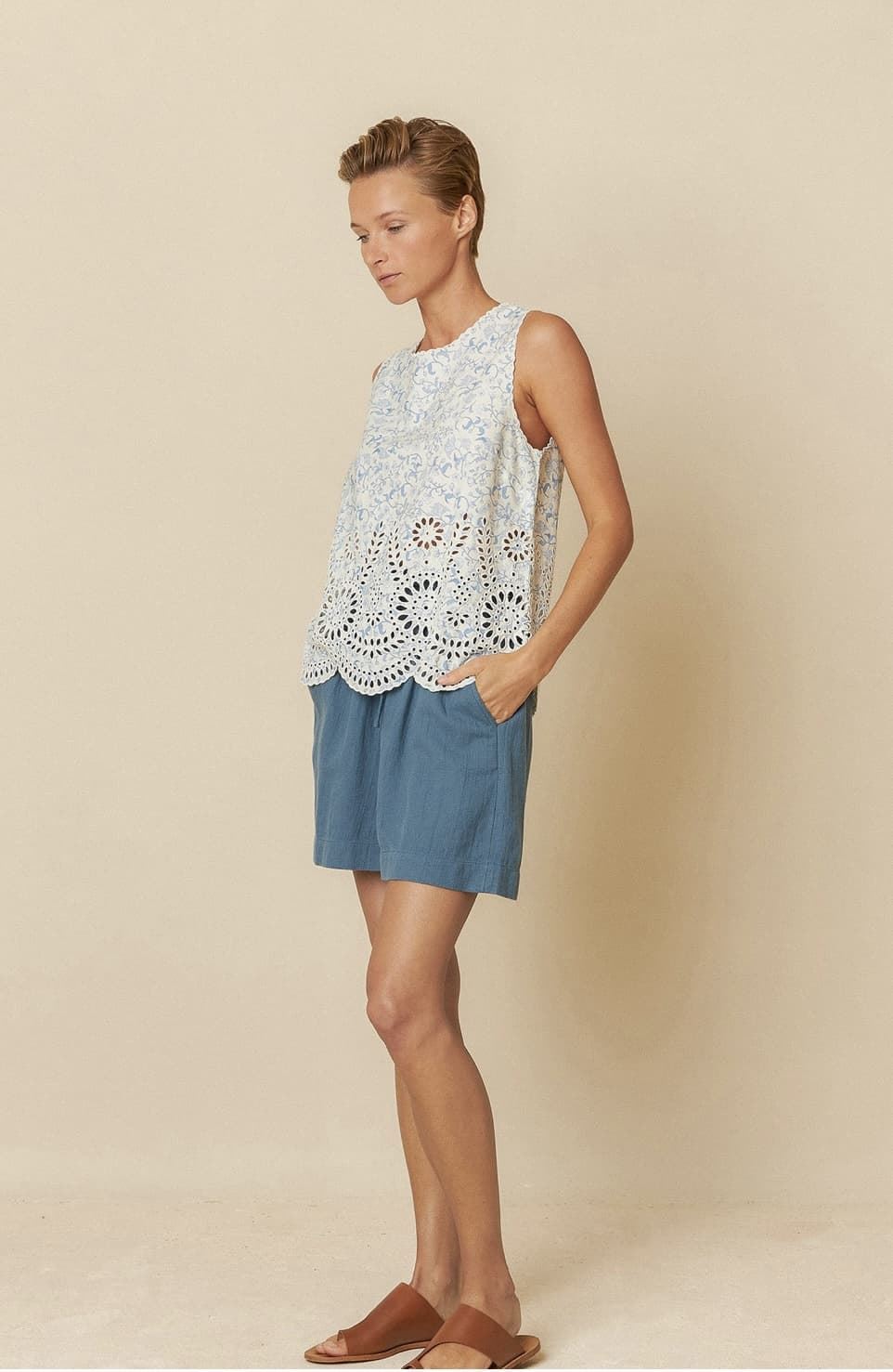 Camisa Indi & Cold MC196 Popelin bordado azules - Imagen 4