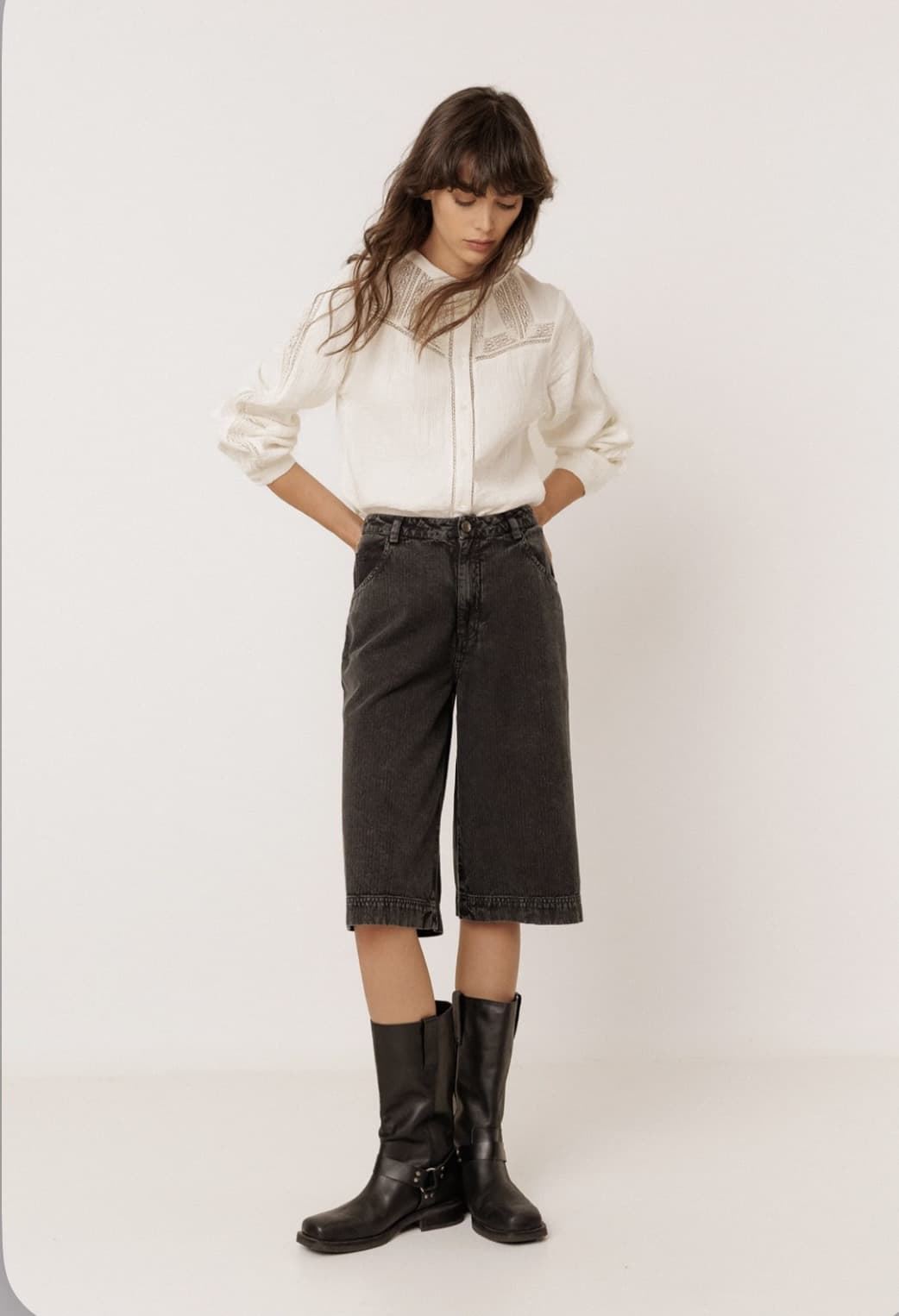 CAMISA Indi & Cold REF. BK450 Combinada puntillas Crudo - Imagen 1