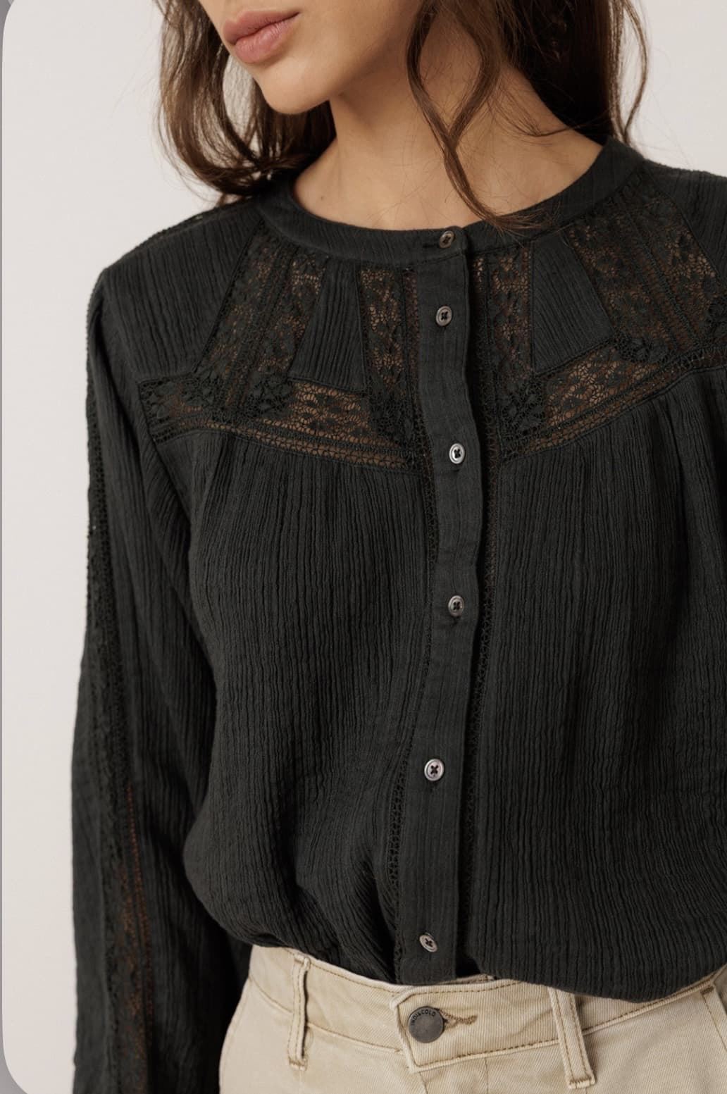 CAMISA Indi & Cold REF. BK450 Combinada puntillas gris carbón - Imagen 1