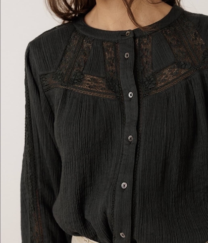 CAMISA Indi & Cold REF. BK450 Combinada puntillas gris carbón - Imagen 1
