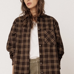 CAMISA Indi & Cold REF. MI315 Oversize micropana cuadros chocolate - Imagen 1