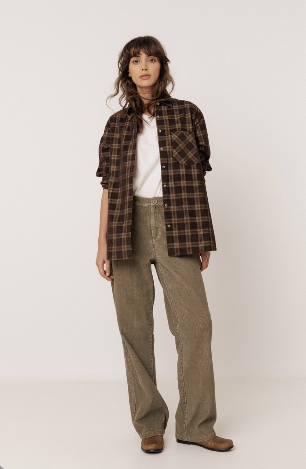 CAMISA Indi & Cold REF. MI315 Oversize micropana cuadros chocolate - Imagen 2