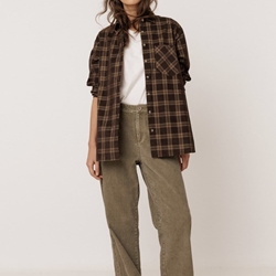 CAMISA Indi & Cold REF. MI315 Oversize micropana cuadros chocolate - Imagen 2