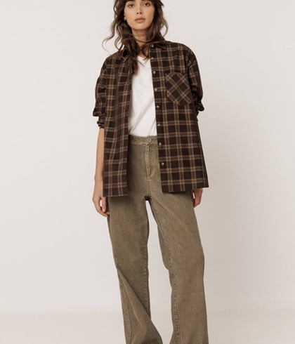CAMISA Indi & Cold REF. MI315 Oversize micropana cuadros chocolate - Imagen 2