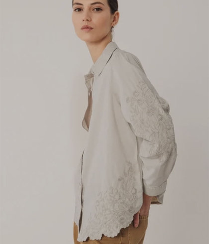 CAMISA Indi & Cold VOILE BORDADA REF. AD385 color piedra - Imagen 1