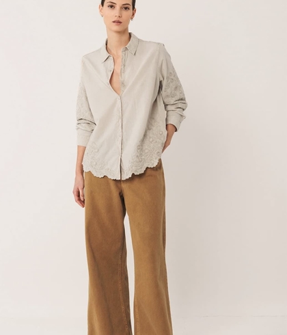 CAMISA Indi & Cold VOILE BORDADA REF. AD385 color piedra - Imagen 2