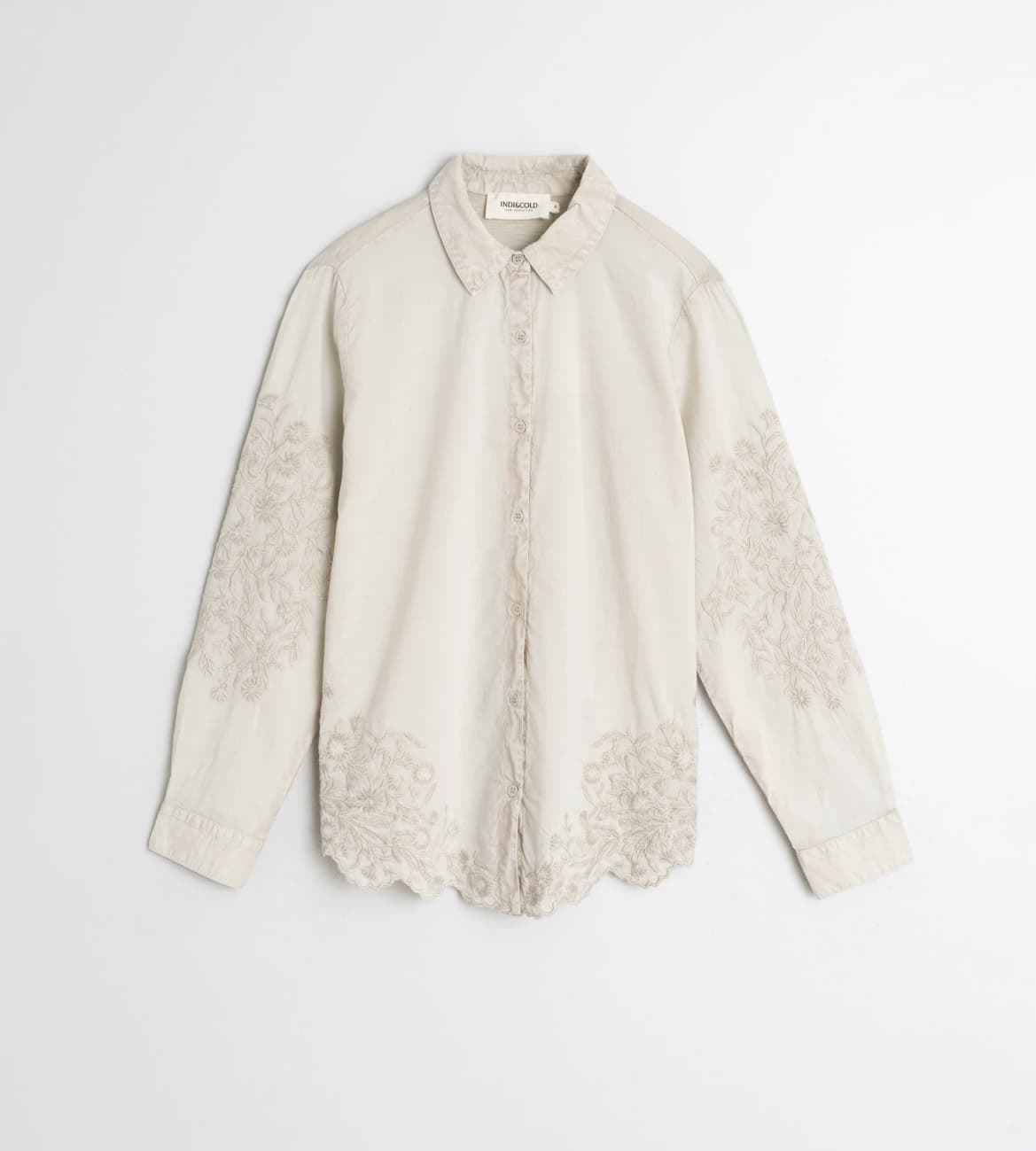 CAMISA Indi & Cold VOILE BORDADA REF. AD385 color piedra - Imagen 5