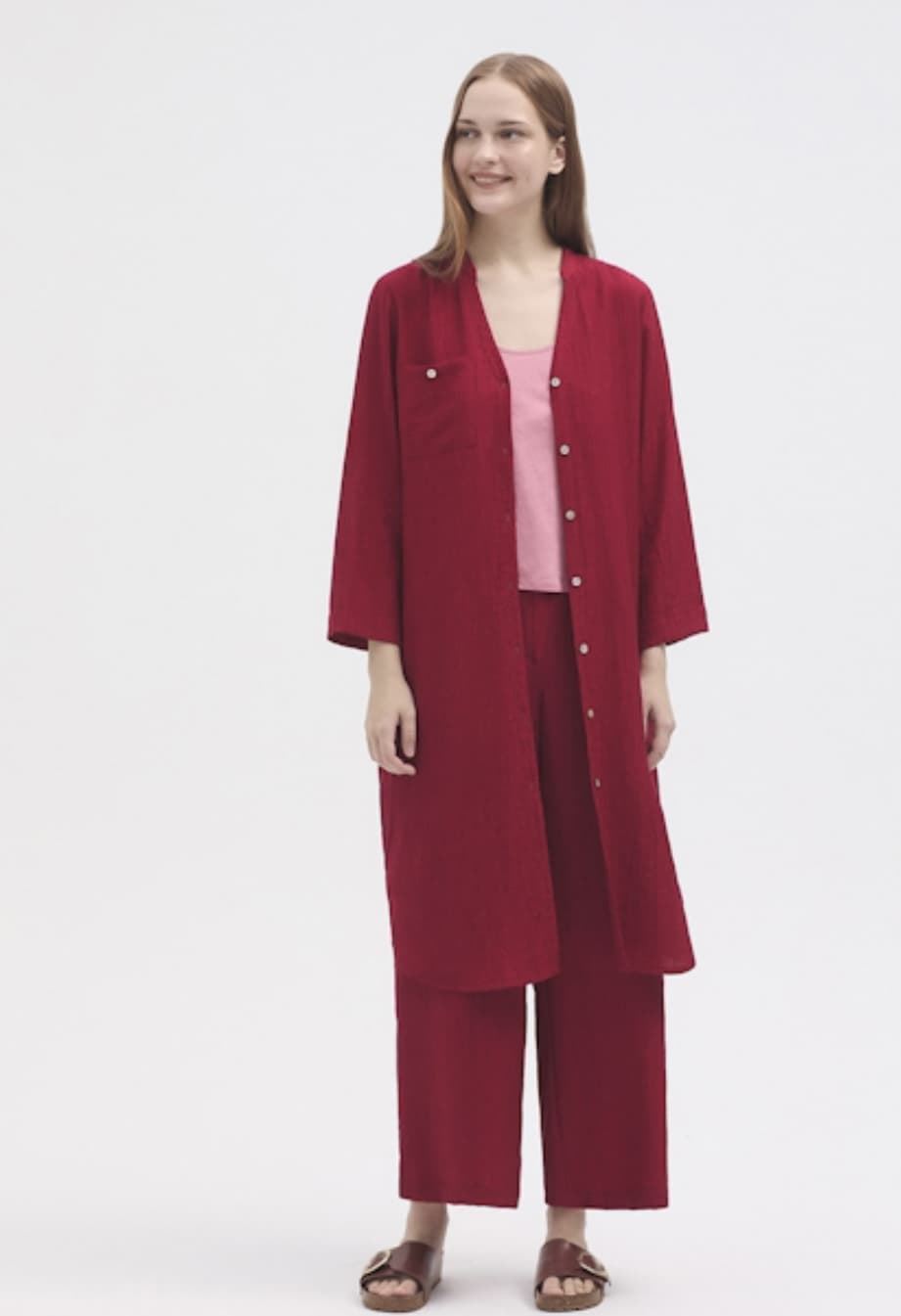 Camisa Nice Things 134 extra larga viscosa rojo cereza - Imagen 1