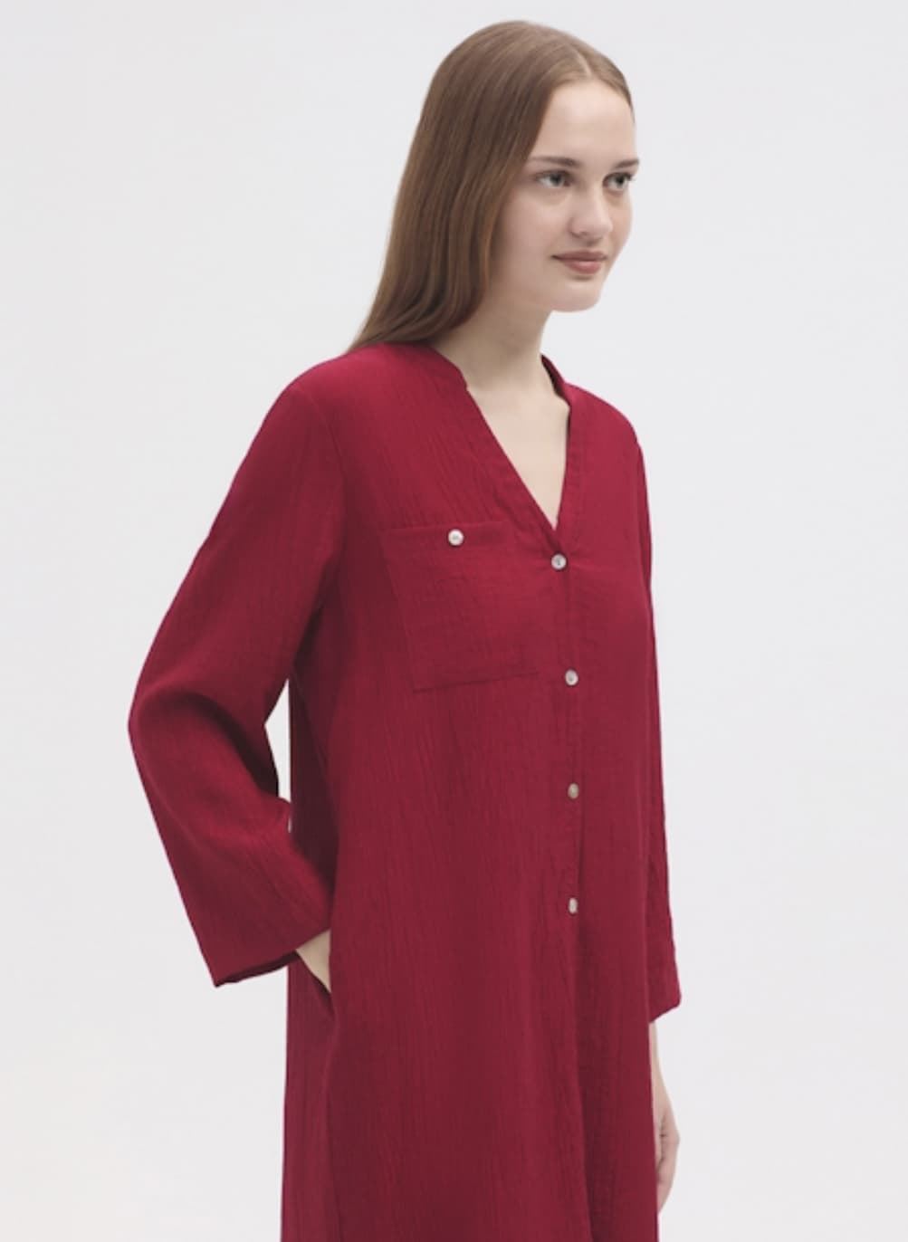 Camisa Nice Things 134 extra larga viscosa rojo cereza - Imagen 2
