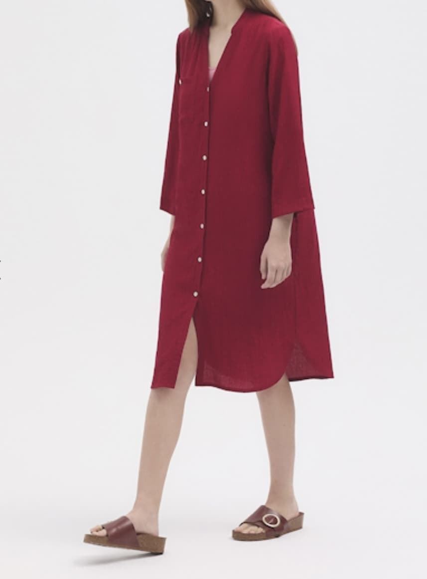 Camisa Nice Things 134 extra larga viscosa rojo cereza - Imagen 3