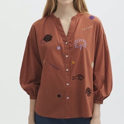 Camisa nice things bordados colores teja - Imagen 2