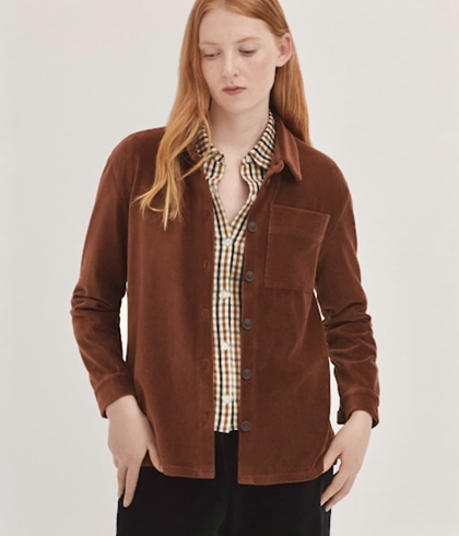 Camisa Nice Things larga micropana elastica marrón - Imagen 1