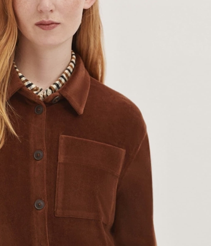 Camisa Nice Things larga micropana elastica marrón - Imagen 2