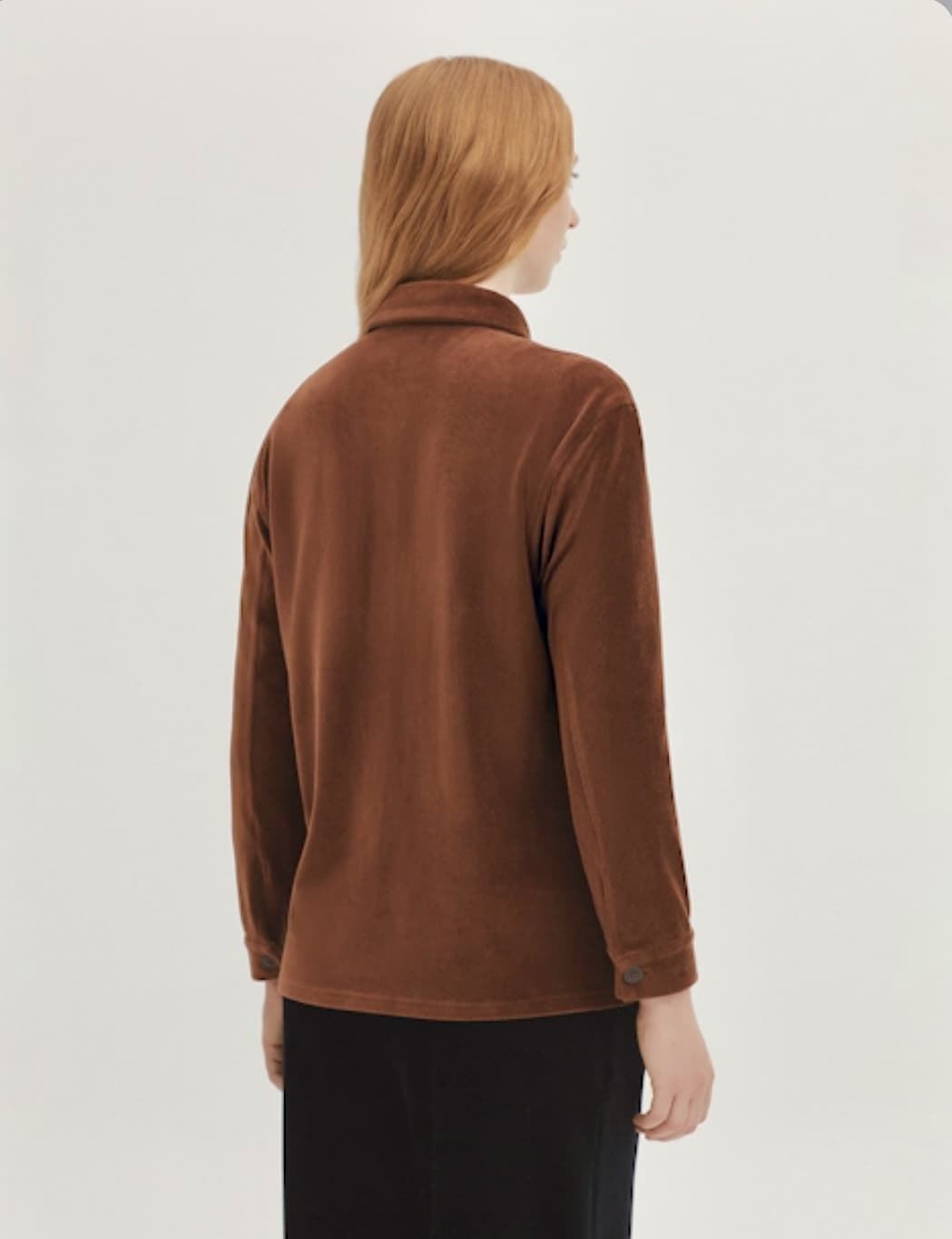 Camisa Nice Things larga micropana elastica marrón - Imagen 4