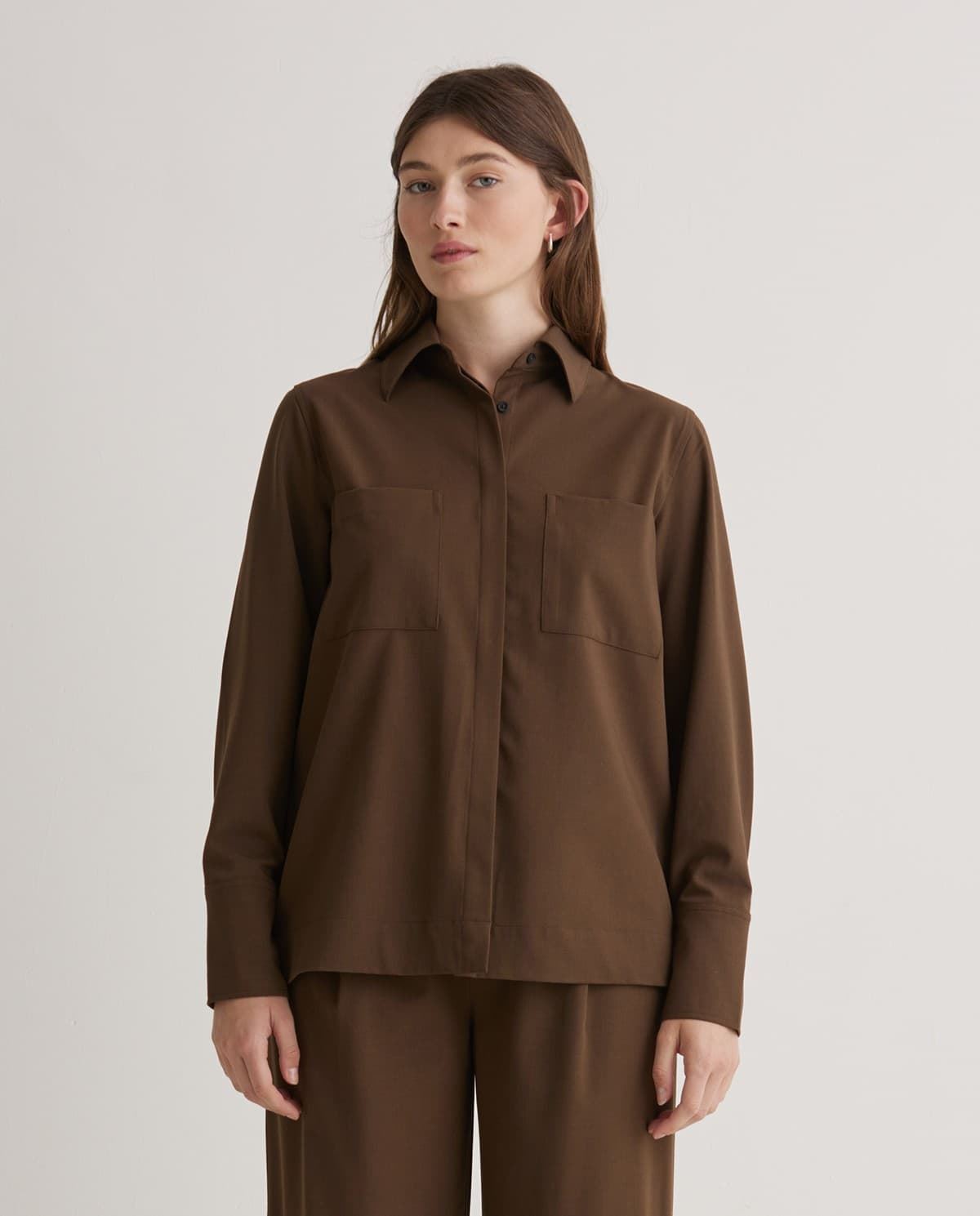 Camisa Yerse 43817 manga larga chocolate - Imagen 1