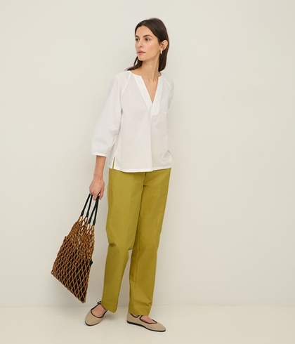 Camisa YERSE 44893 algodón orgánico cuello tunecino blanca - Imagen 1