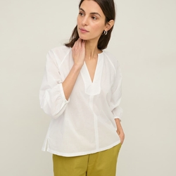 Camisa YERSE 44893 algodón orgánico cuello tunecino blanca - Imagen 2