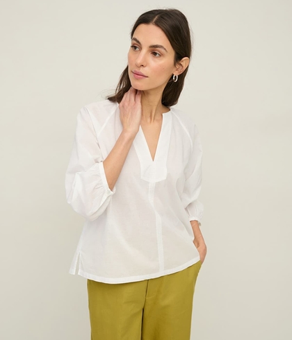 Camisa YERSE 44893 algodón orgánico cuello tunecino blanca - Imagen 2