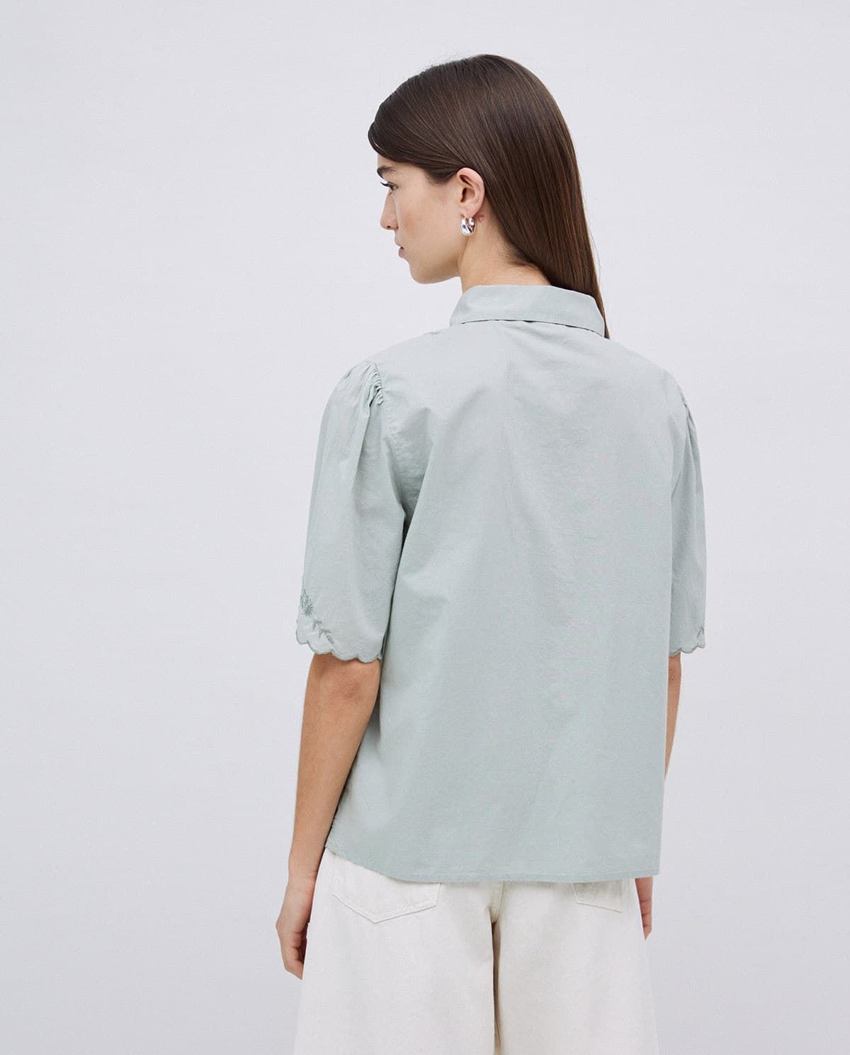 CAMISA Yerse Ref. 42027 ALGODÓN BORDADOS GRIS VERDOSO - Imagen 4