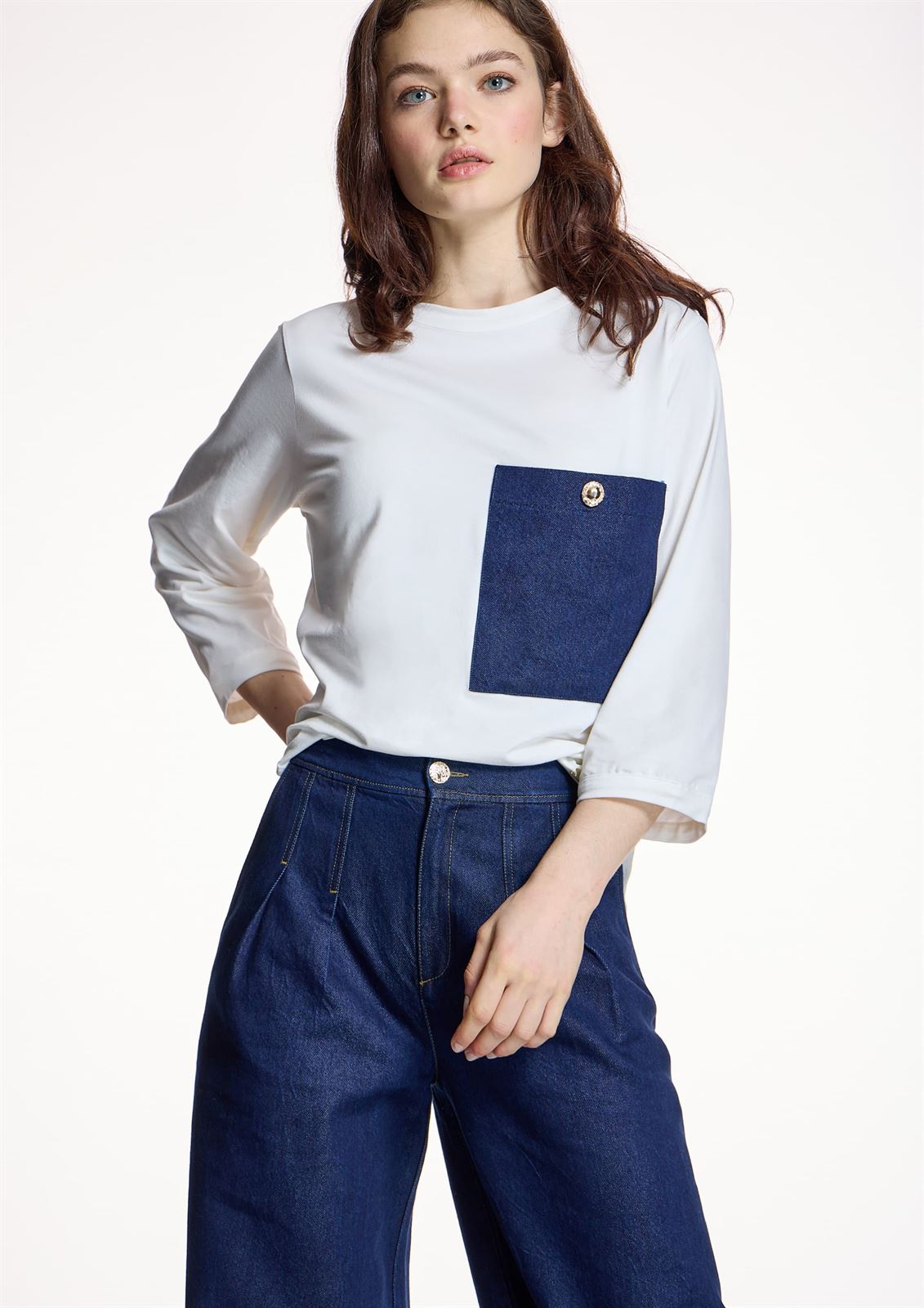 CAMISETA  Alba Conde 5802 CON BOLSILLO BLANCA - Imagen 1