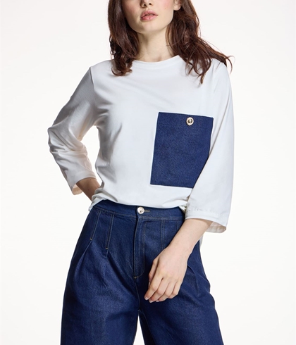 CAMISETA  Alba Conde 5802 CON BOLSILLO BLANCA - Imagen 1