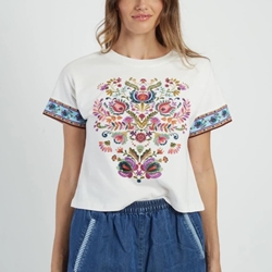 Camiseta Derhy CASSIE TEE SHIRT flores blanca - Imagen 1
