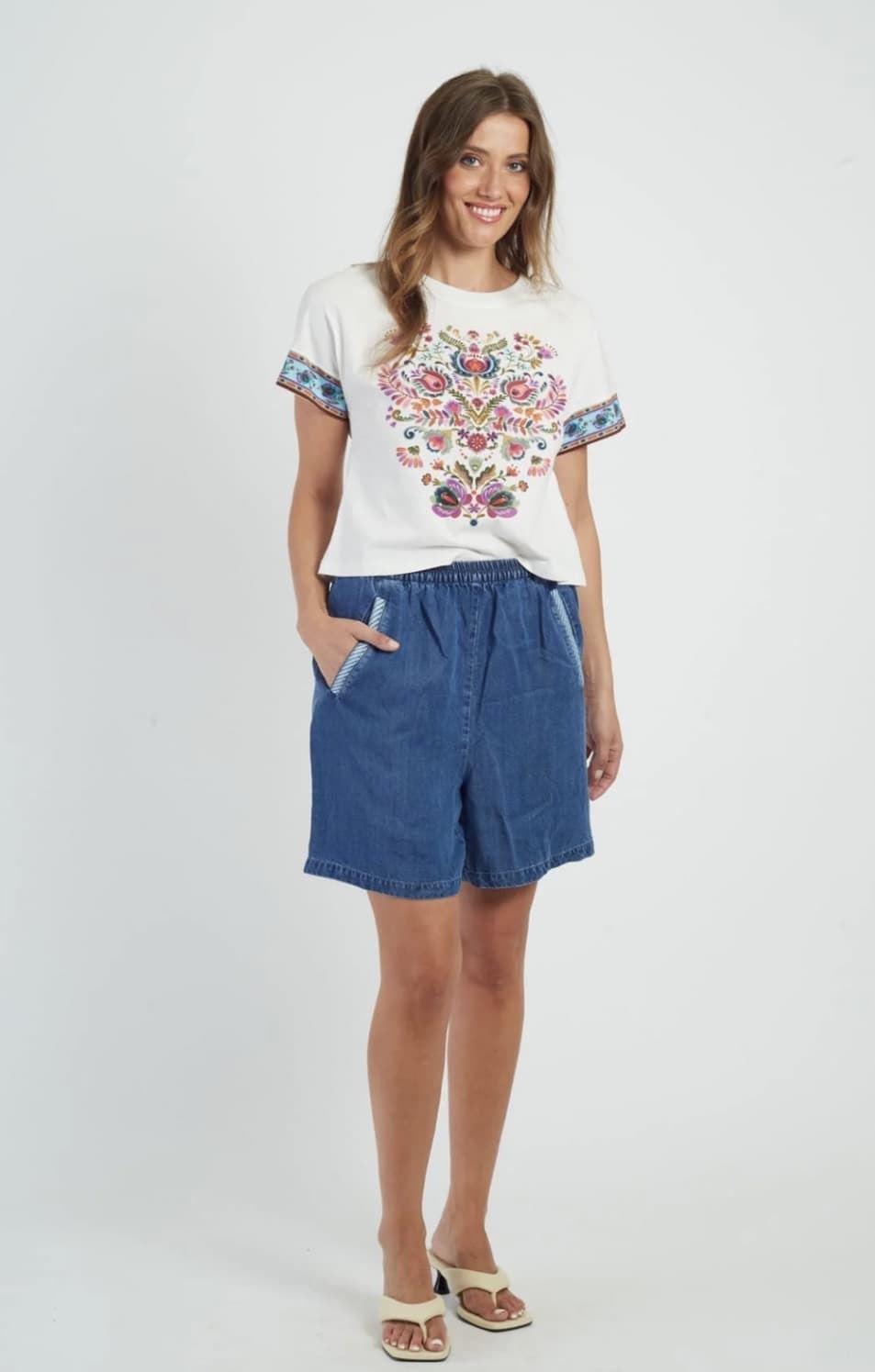 Camiseta Derhy CASSIE TEE SHIRT flores blanca - Imagen 3