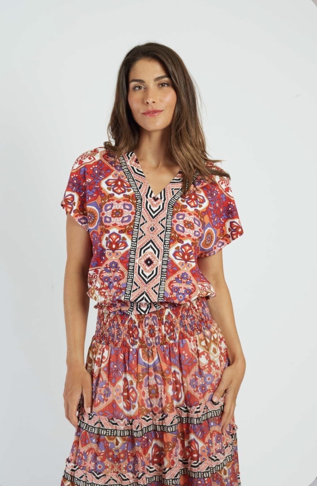 Camiseta Derhy CHEYENNE estampada rojo - Imagen 1