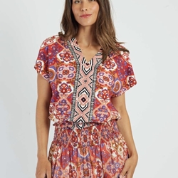 Camiseta Derhy CHEYENNE estampada rojo - Imagen 1