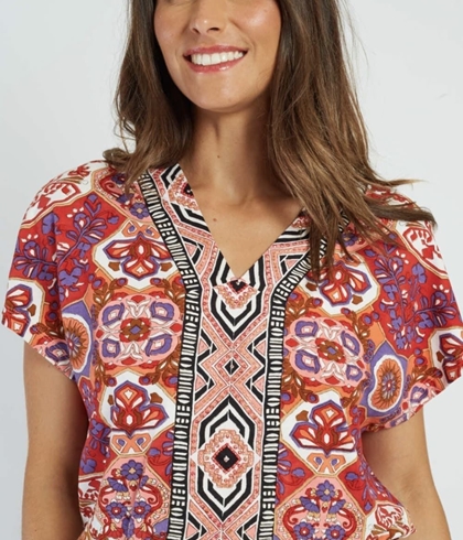 Camiseta Derhy CHEYENNE estampada rojo - Imagen 2