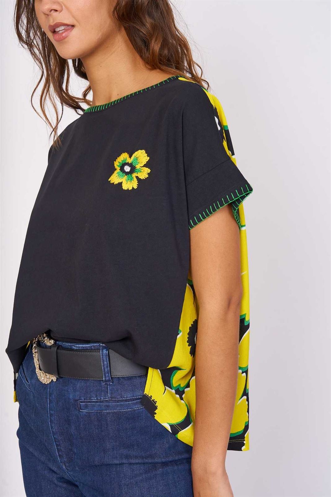 Camiseta Derhy marina flores - Imagen 1
