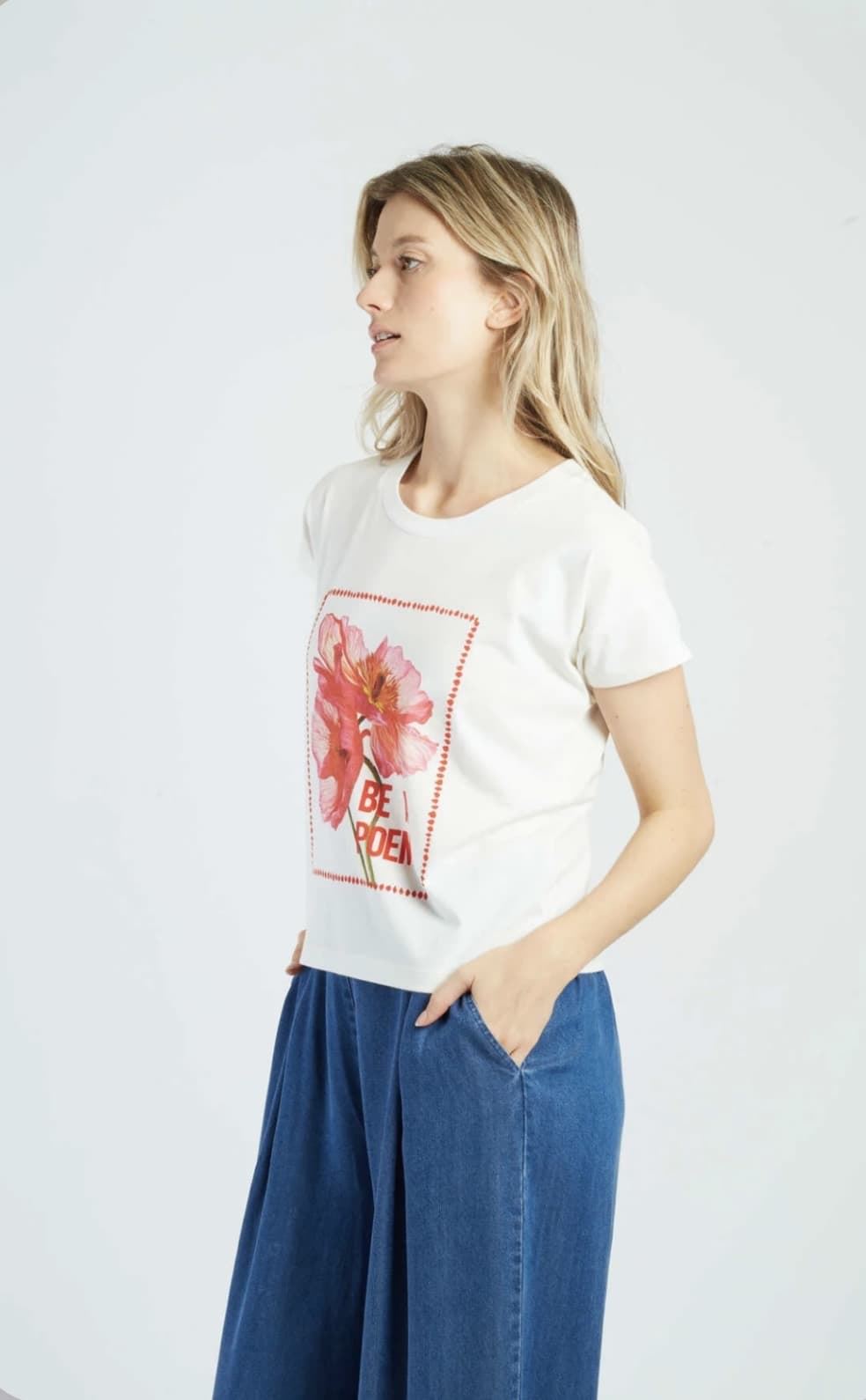 Camiseta Derhy  Réf : P630021 CHARLIE flor Blanca - Imagen 1