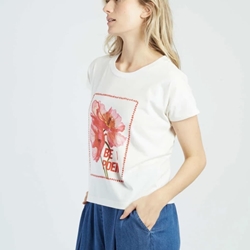 Camiseta Derhy  Réf : P630021 CHARLIE flor Blanca - Imagen 1