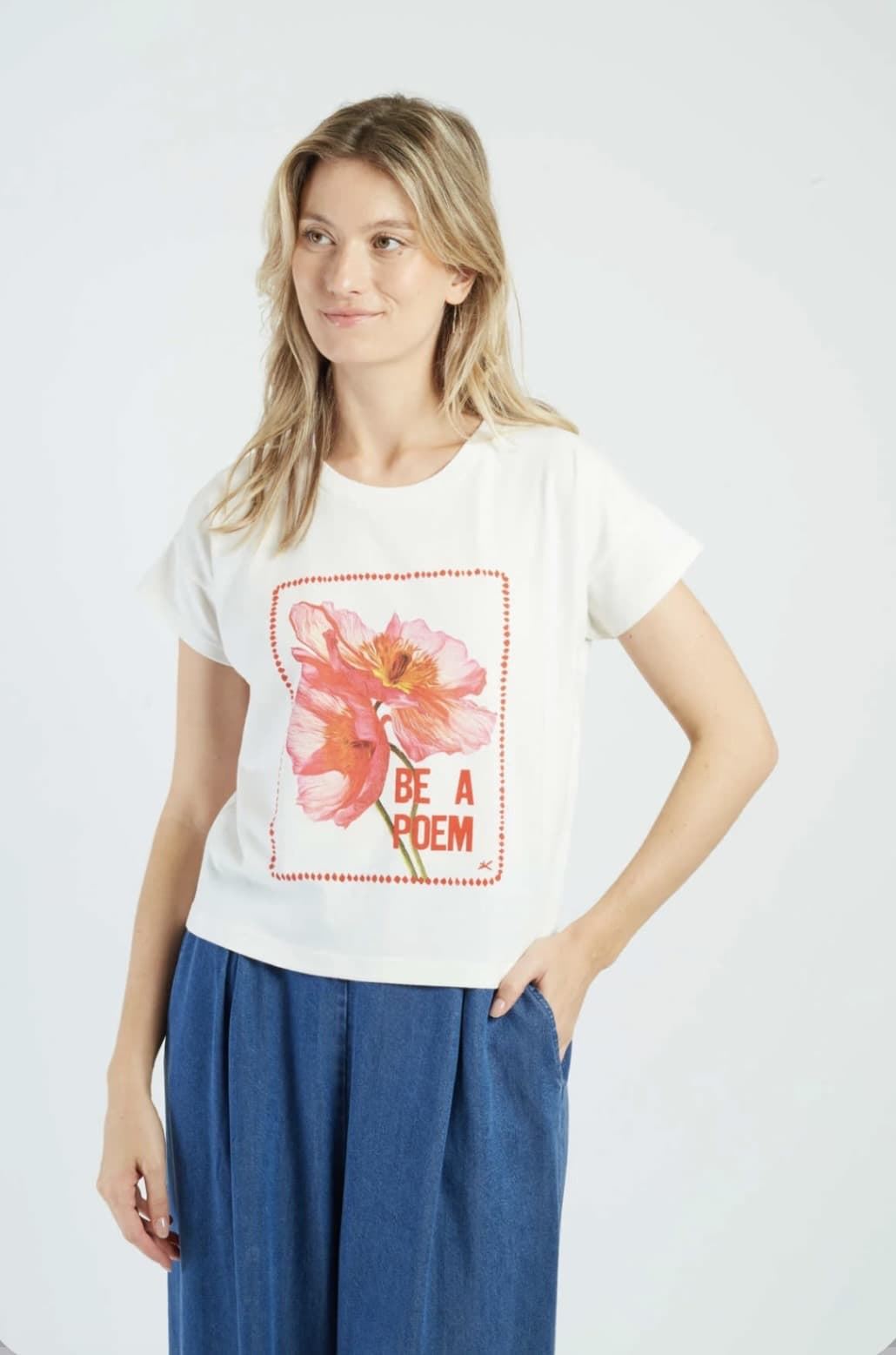 Camiseta Derhy  Réf : P630021 CHARLIE flor Blanca - Imagen 2