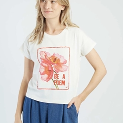 Camiseta Derhy  Réf : P630021 CHARLIE flor Blanca - Imagen 2