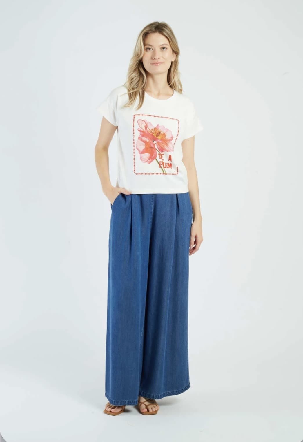 Camiseta Derhy  Réf : P630021 CHARLIE flor Blanca - Imagen 5