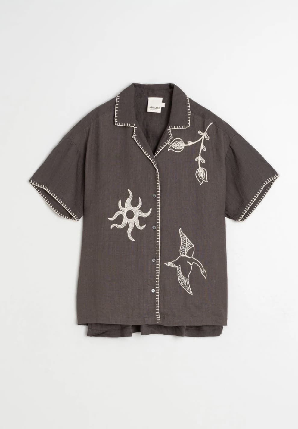 Camiseta Indi & Cold  AD181 CAMISA BORDADO MANUAL gris carbón - Imagen 4