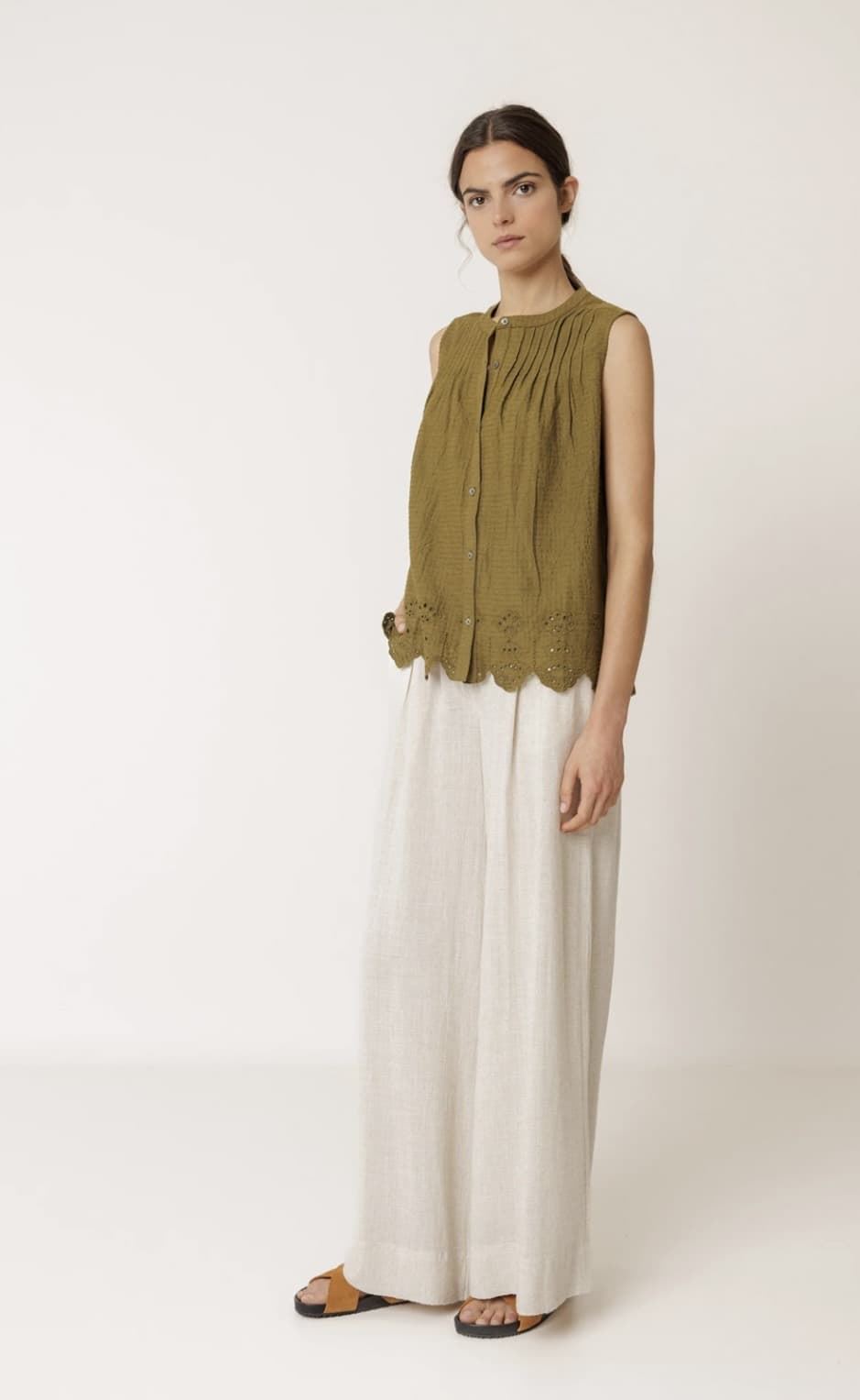 CAMISETA  Indi & Cold REF. SK431 COMBINADA BORDADA khaki - Imagen 2