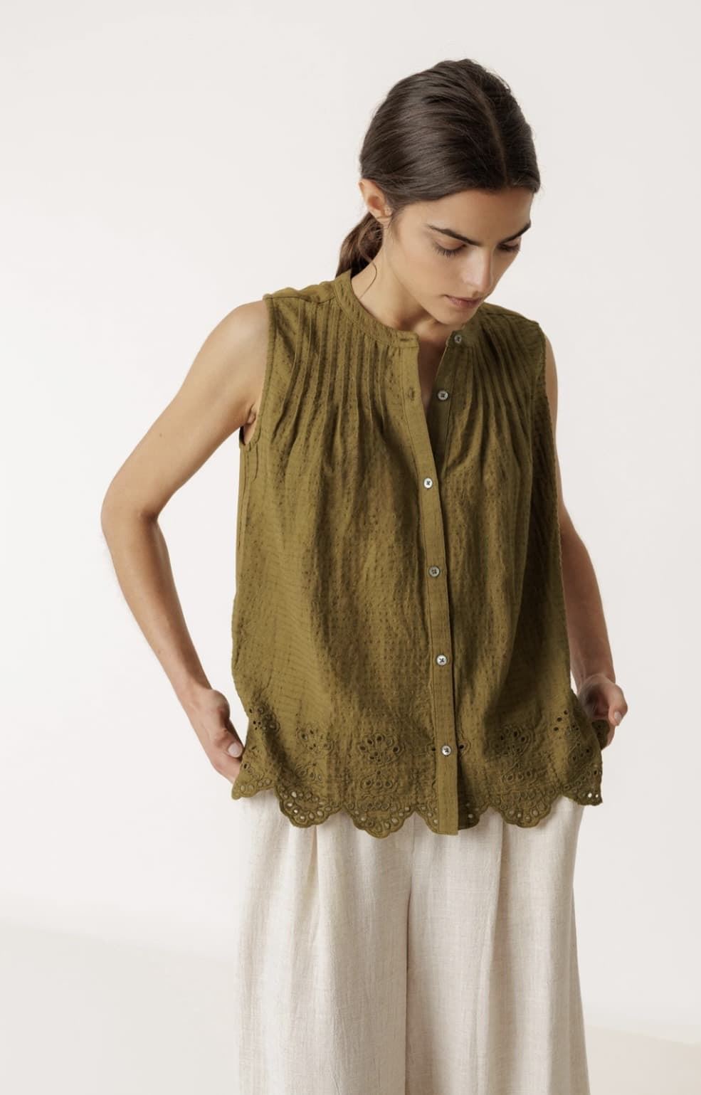 CAMISETA  Indi & Cold REF. SK431 COMBINADA BORDADA khaki - Imagen 3