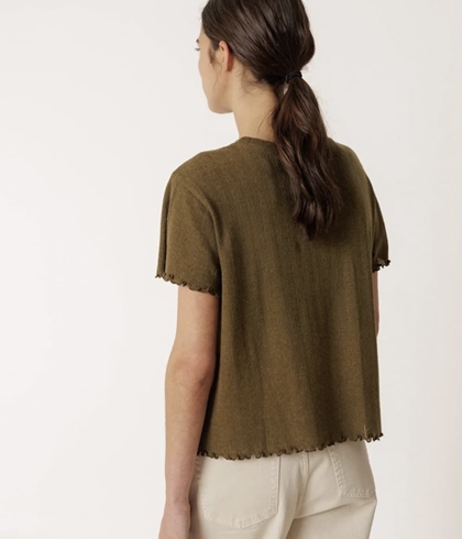 Camiseta Indi & Cold SK400 CROPPED RIB verde khaki - Imagen 1