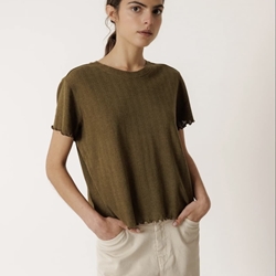 Camiseta Indi & Cold SK400 CROPPED RIB verde khaki - Imagen 2