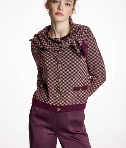 CARDIGAN Alba Conde 5834 CUADROS BURDEOS - Imagen 1