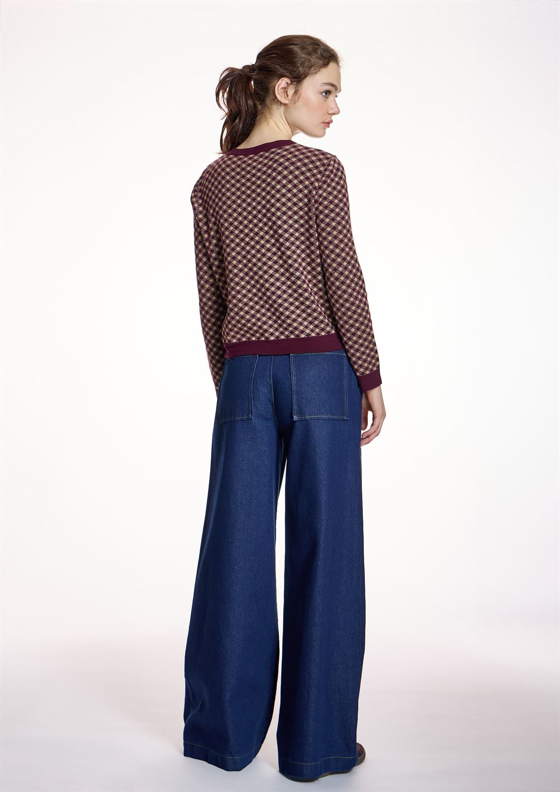 CARDIGAN Alba Conde 5834 CUADROS BURDEOS - Imagen 4