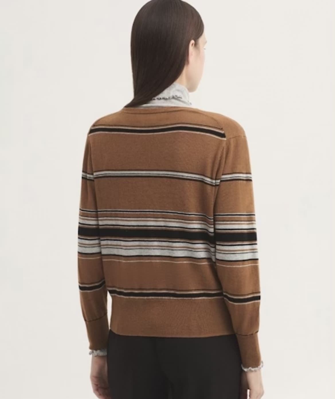 Cárdigan Chaqueta galga fina raya tricolor - Imagen 2